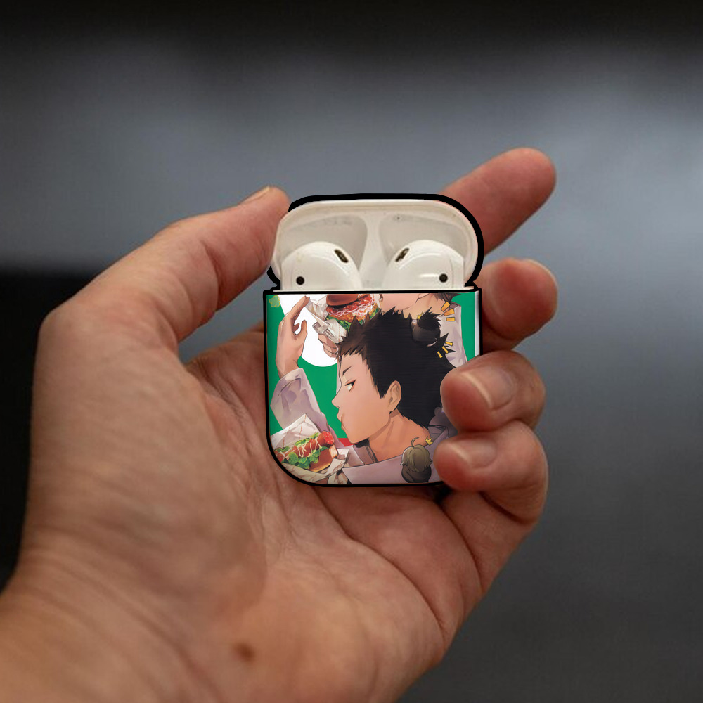 ハイキュー!! Haikyu!! AirPods 第2世代保護ケース ハードシェル ブラック 耐衝撃・防指紋・カラビナ付き