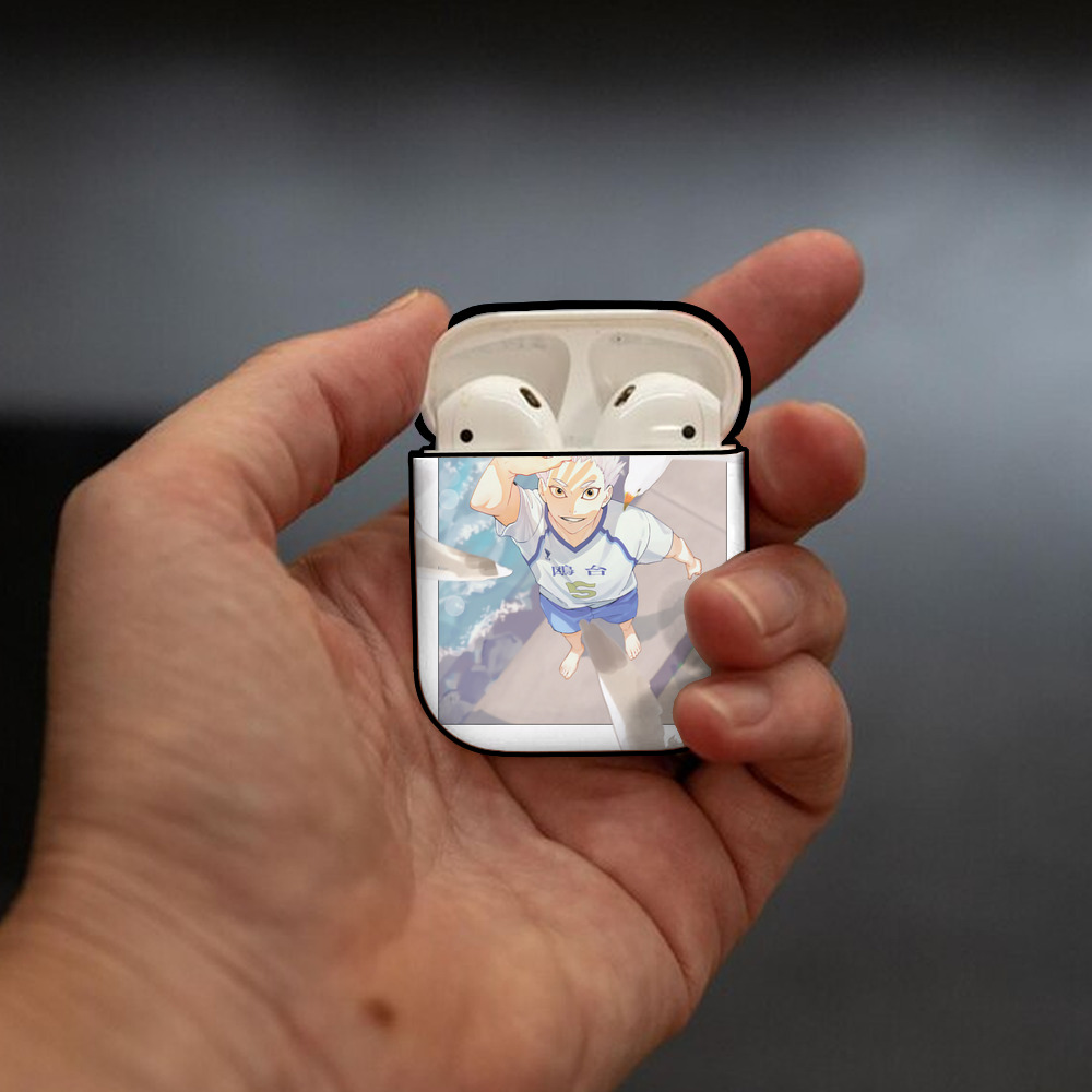 ハイキュー!! Haikyu!! AirPods 第2世代保護ケース ハードシェル ブラック 耐衝撃・防指紋・カラビナ付き