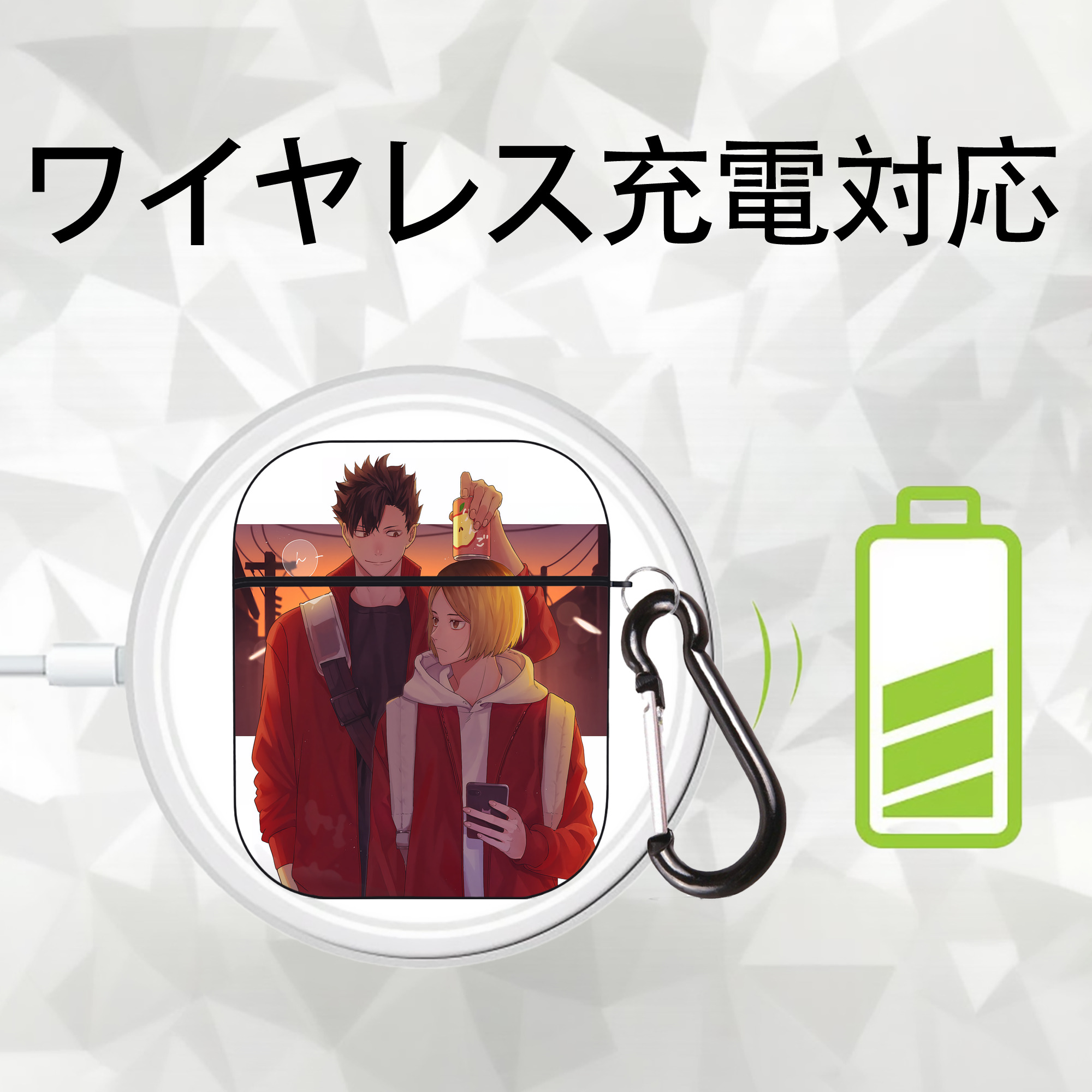 ハイキュー!! Haikyu!! AirPods 第2世代保護ケース ハードシェル ブラック 耐衝撃・防指紋・カラビナ付き