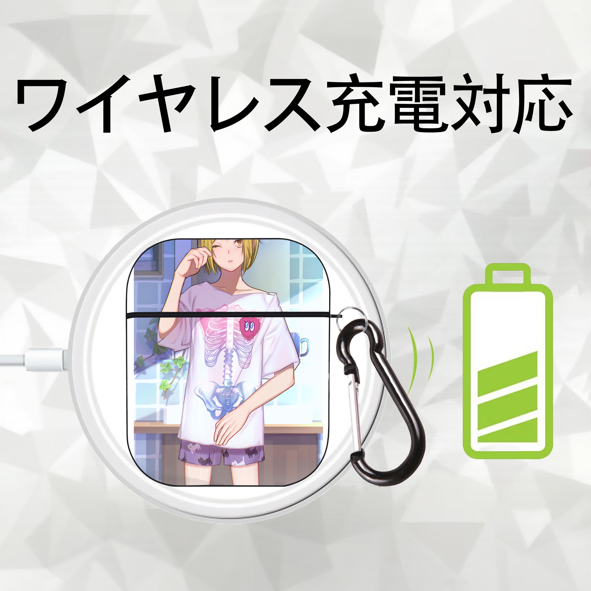 ハイキュー!! Haikyu!! AirPods 第2世代保護ケース ハードシェル ブラック 耐衝撃・防指紋・カラビナ付き