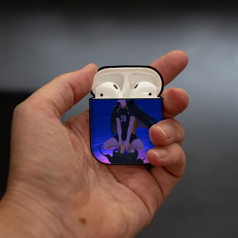 ハイキュー!! Haikyu!! AirPods 第2世代保護ケース ハードシェル ブラック 耐衝撃・防指紋・カラビナ付き