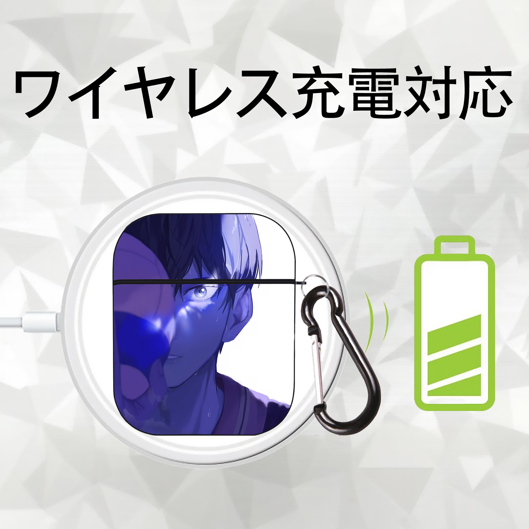 ハイキュー!! Haikyu!! AirPods 第2世代保護ケース ハードシェル ブラック 耐衝撃・防指紋・カラビナ付き