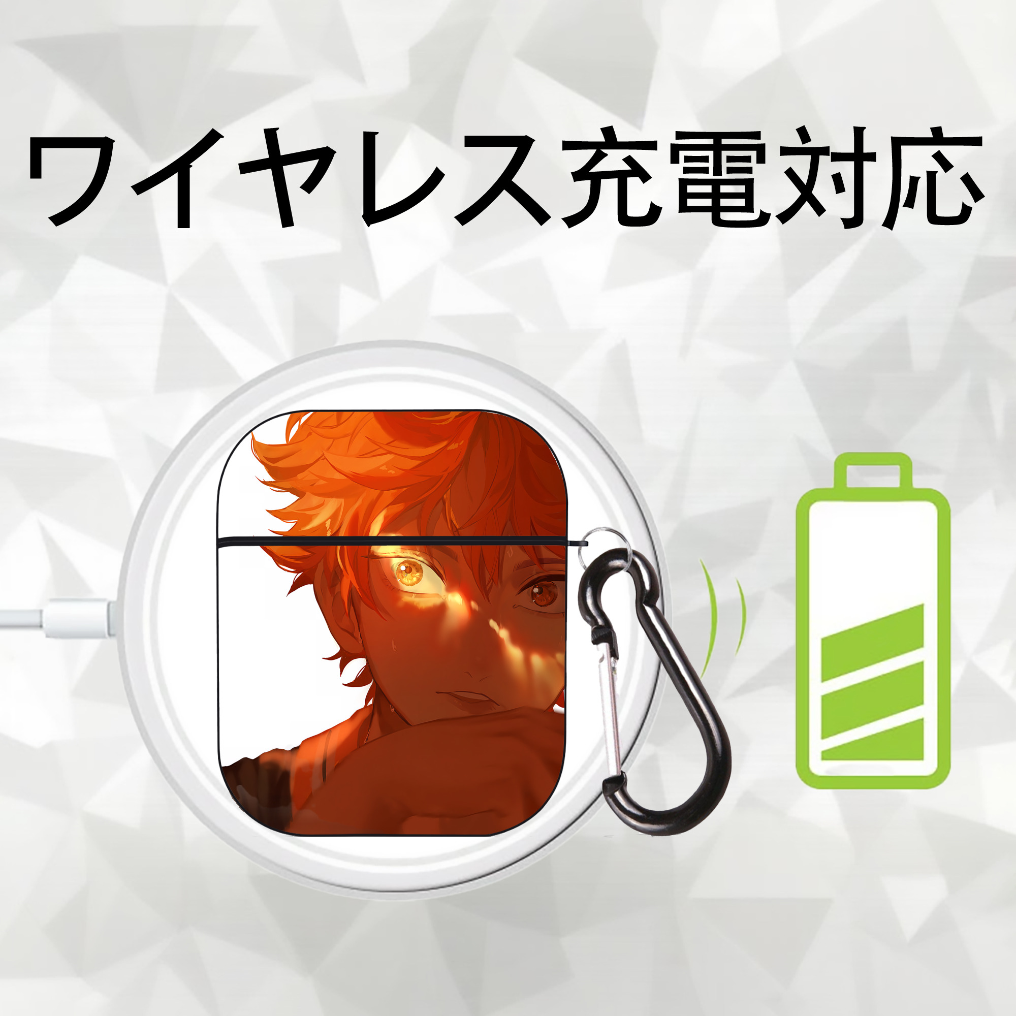 ハイキュー!! Haikyu!! AirPods 第2世代保護ケース ハードシェル ブラック 耐衝撃・防指紋・カラビナ付き