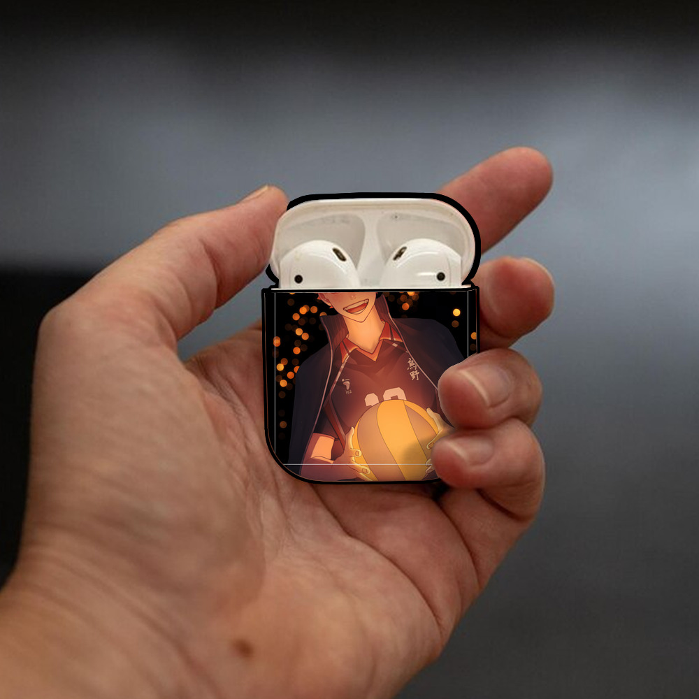 ハイキュー!! Haikyu!! AirPods 第2世代保護ケース ハードシェル ブラック 耐衝撃・防指紋・カラビナ付き