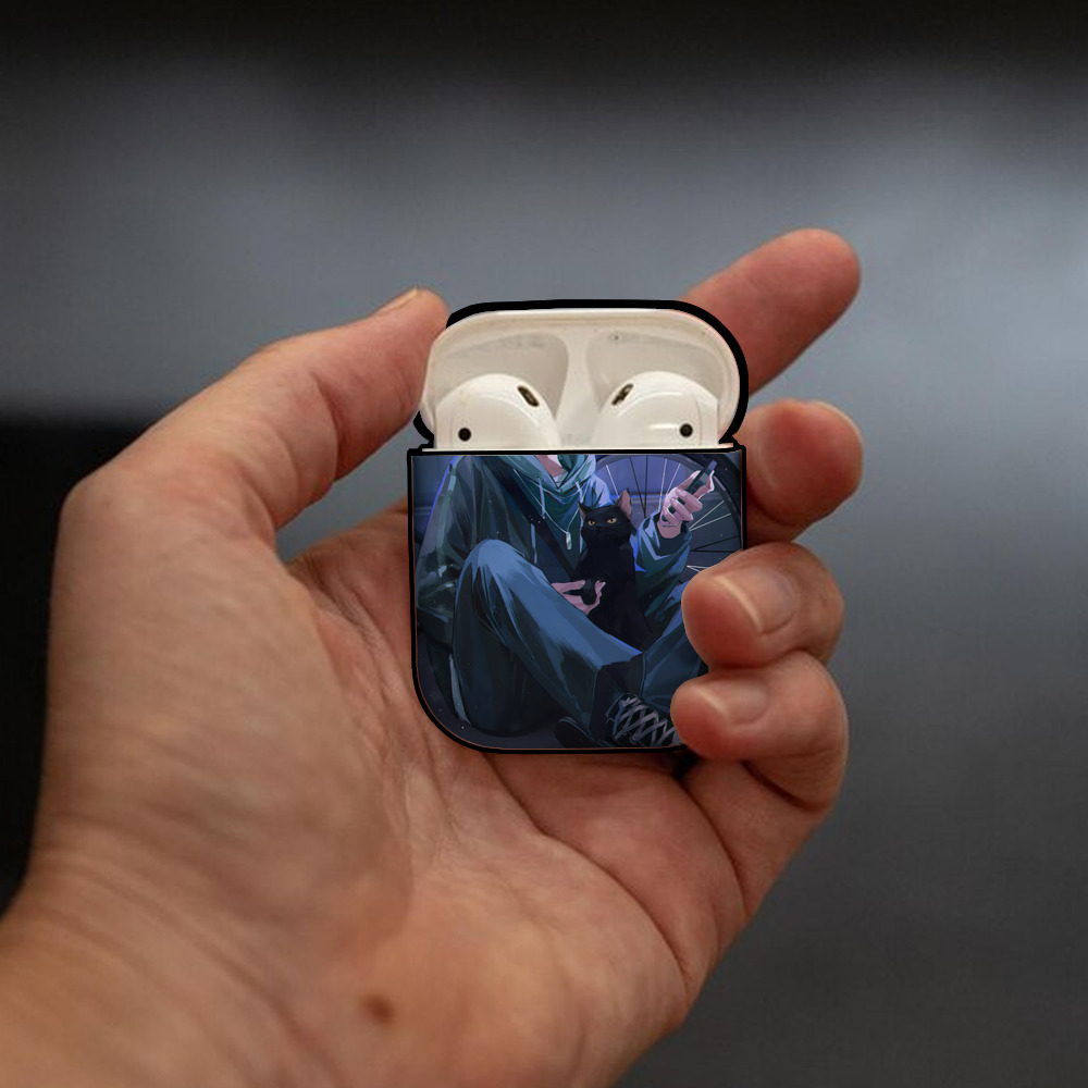 ハイキュー!! Haikyu!! AirPods 第2世代保護ケース ハードシェル ブラック 耐衝撃・防指紋・カラビナ付き