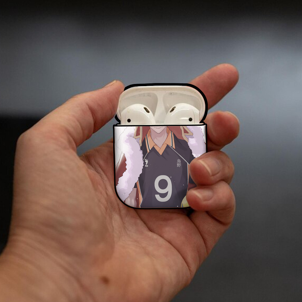 ハイキュー!! Haikyu!! AirPods 第2世代保護ケース ハードシェル ブラック 耐衝撃・防指紋・カラビナ付き