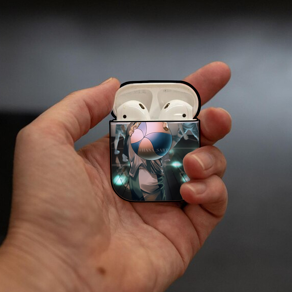 ハイキュー!! Haikyu!! AirPods 第2世代保護ケース ハードシェル ブラック 耐衝撃・防指紋・カラビナ付き