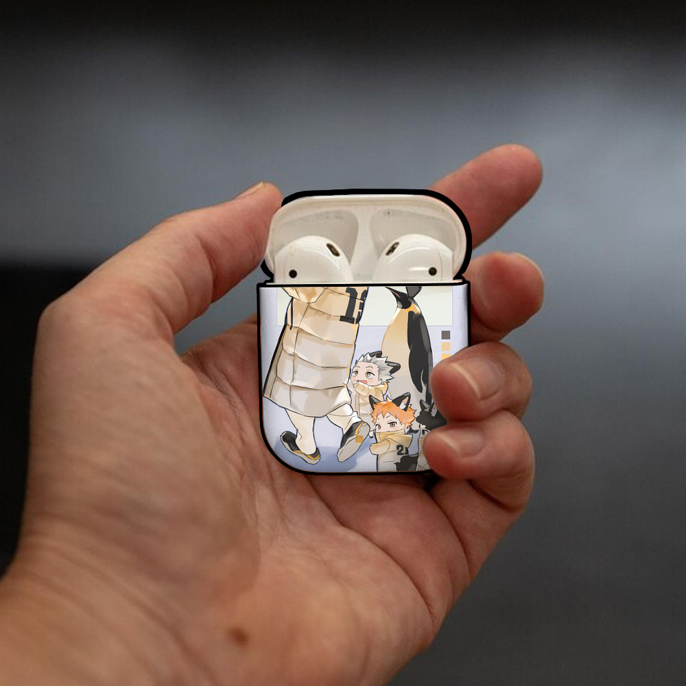 ハイキュー!! Haikyu!! AirPods 第2世代保護ケース ハードシェル ブラック 耐衝撃・防指紋・カラビナ付き