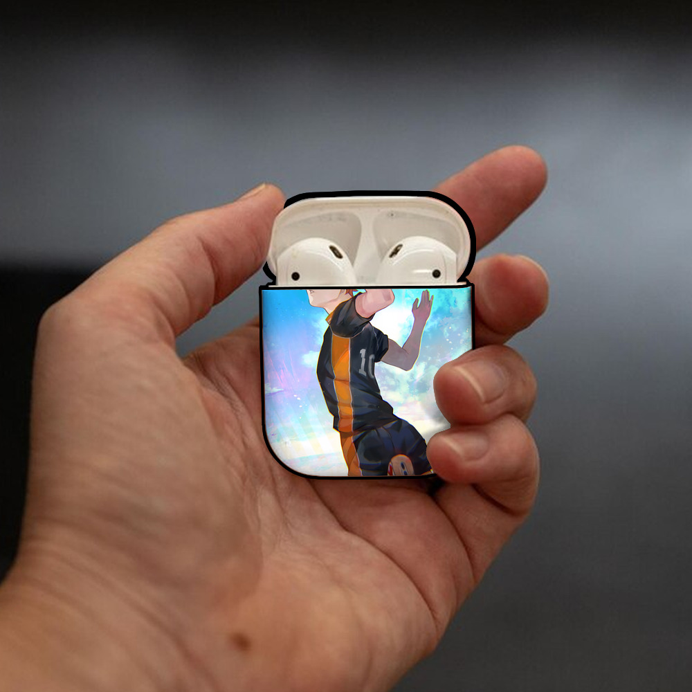 ハイキュー!! Haikyu!! AirPods 第2世代保護ケース ハードシェル ブラック 耐衝撃・防指紋・カラビナ付き