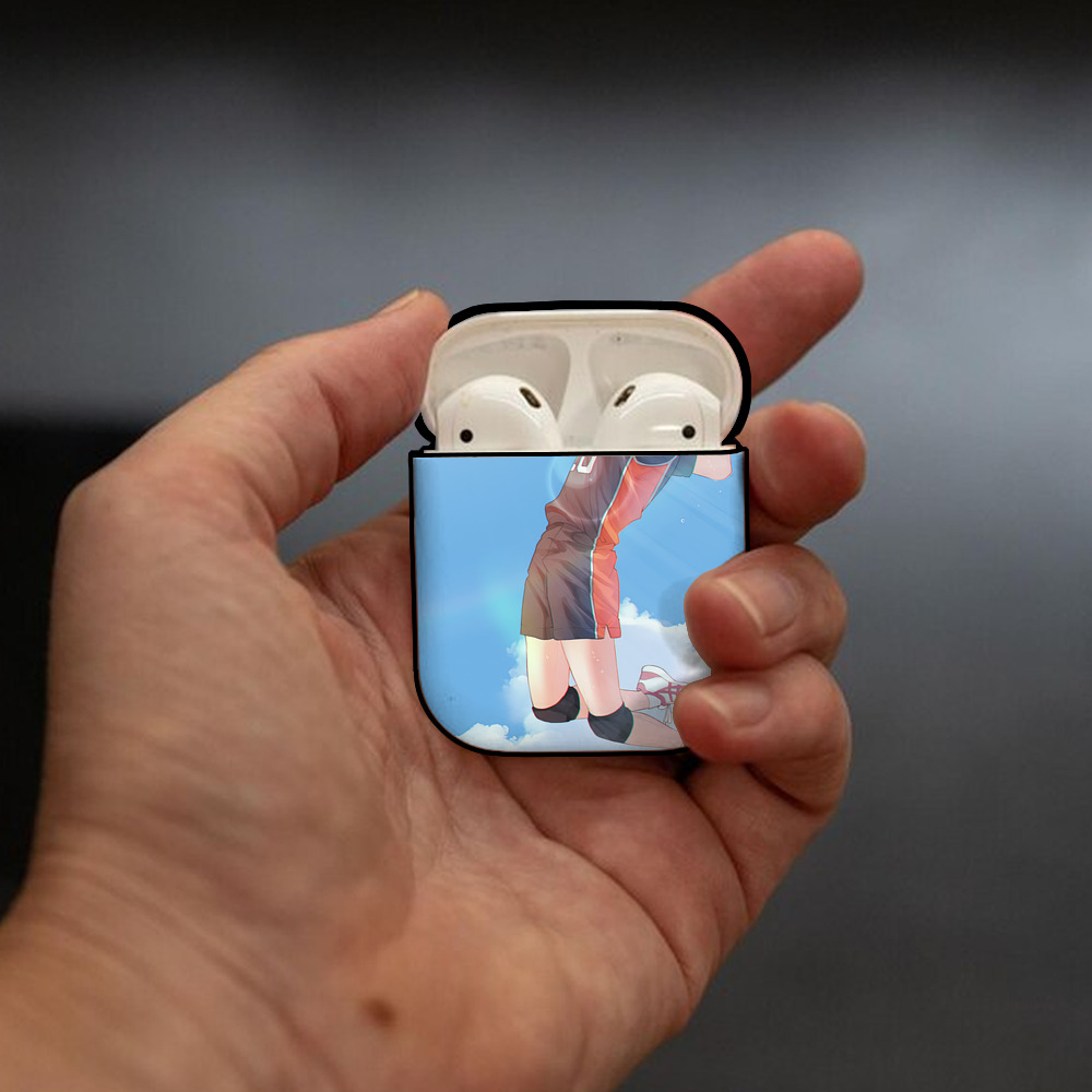 ハイキュー!! Haikyu!! AirPods 第2世代保護ケース ハードシェル ブラック 耐衝撃・防指紋・カラビナ付き