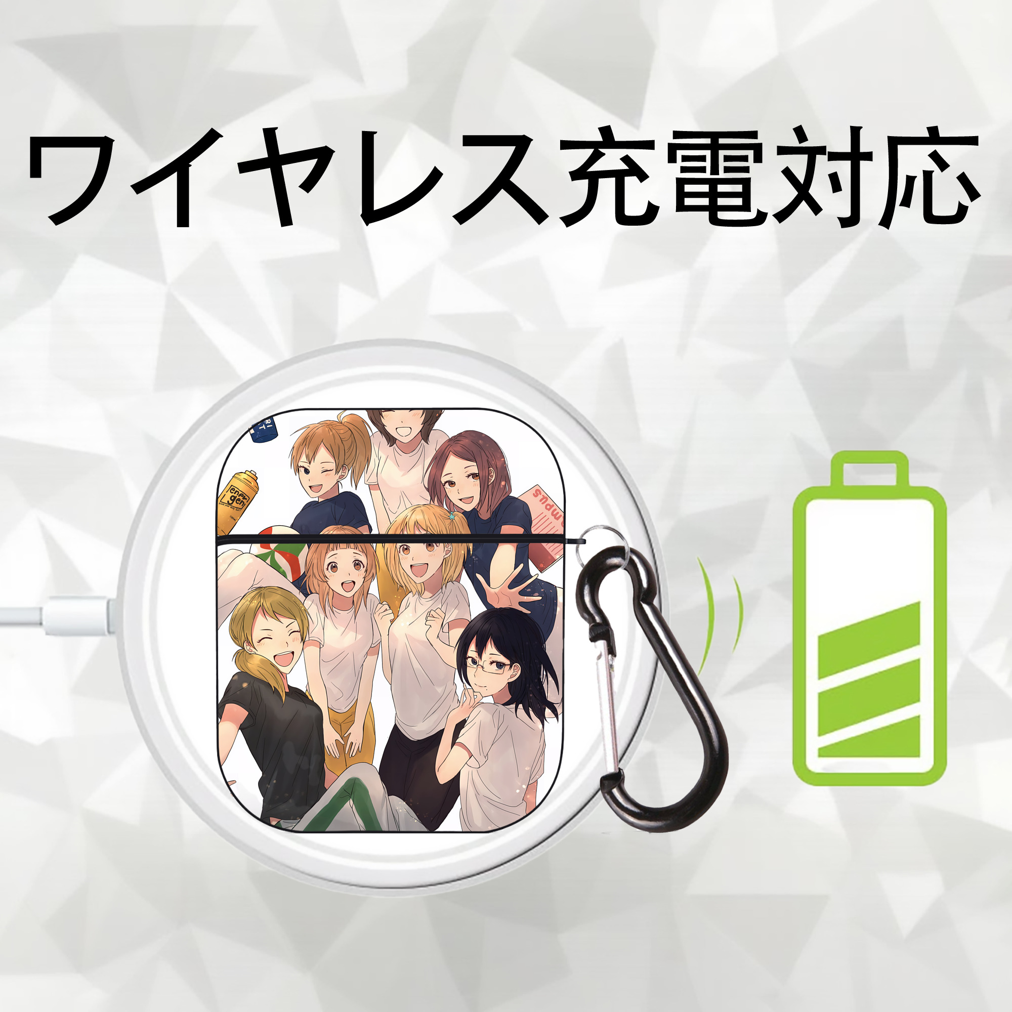 ハイキュー!! Haikyu!! AirPods 第2世代保護ケース ハードシェル ブラック 耐衝撃・防指紋・カラビナ付き