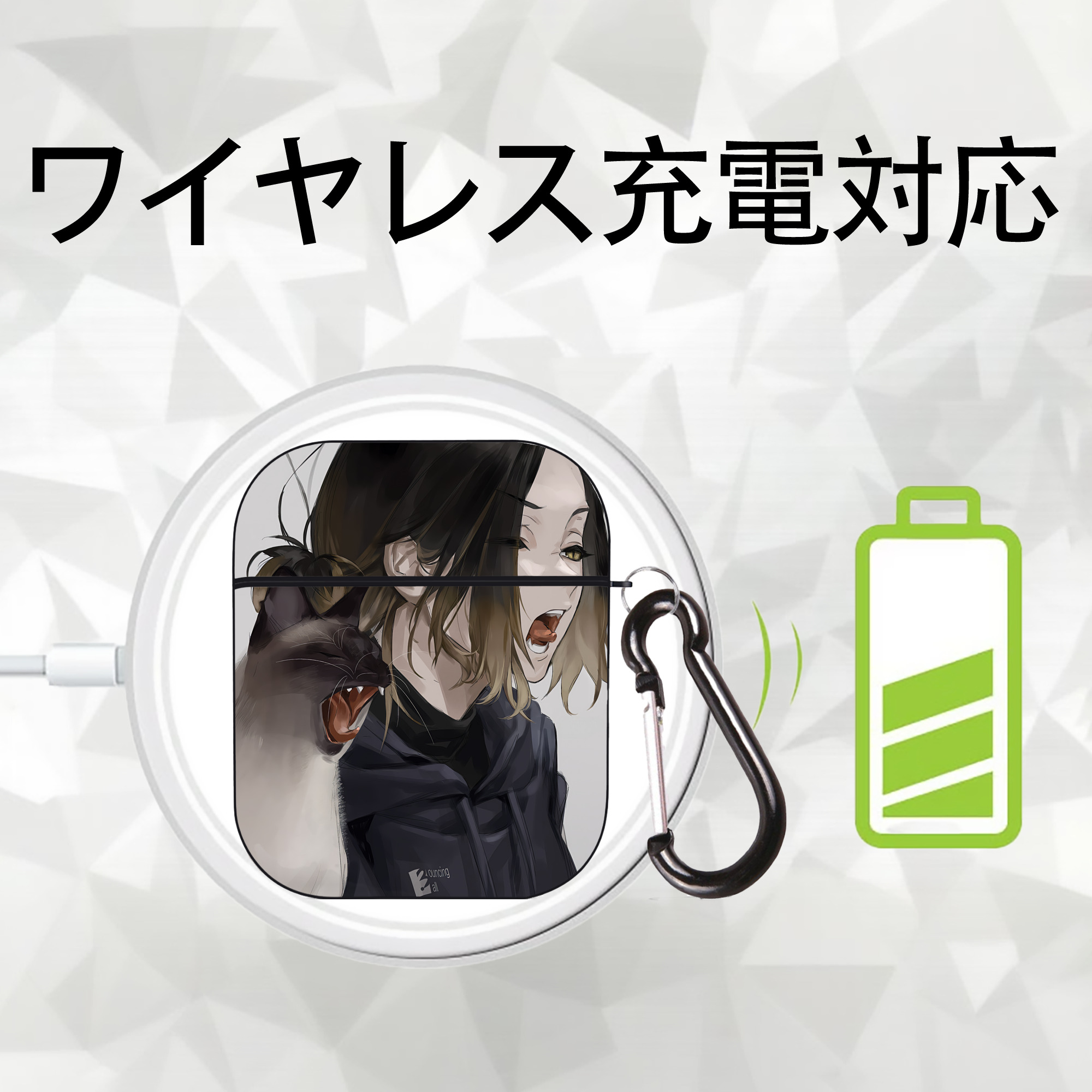 ハイキュー!! Haikyu!! AirPods 第2世代保護ケース ハードシェル ブラック 耐衝撃・防指紋・カラビナ付き