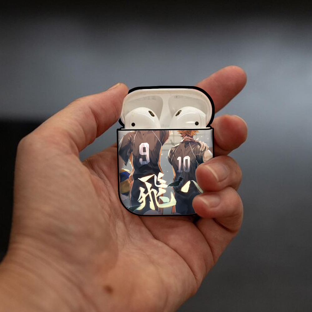 ハイキュー!! Haikyu!! AirPods 第2世代保護ケース ハードシェル ブラック 耐衝撃・防指紋・カラビナ付き