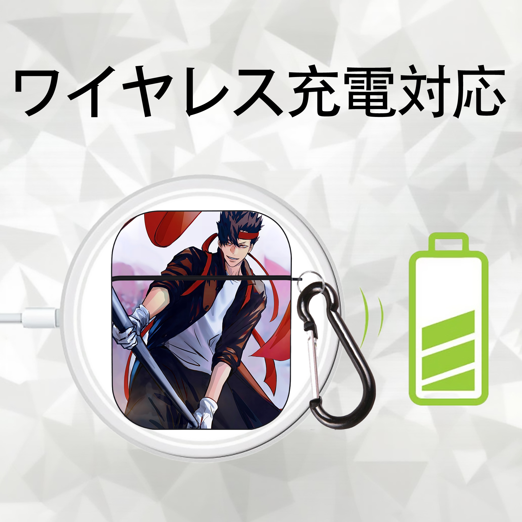 ハイキュー!! Haikyu!! AirPods 第2世代保護ケース ハードシェル ブラック 耐衝撃・防指紋・カラビナ付き