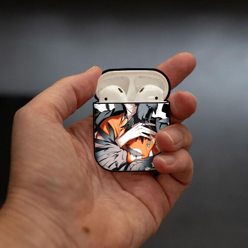 ハイキュー!! Haikyu!! AirPods 第2世代保護ケース ハードシェル ブラック 耐衝撃・防指紋・カラビナ付き