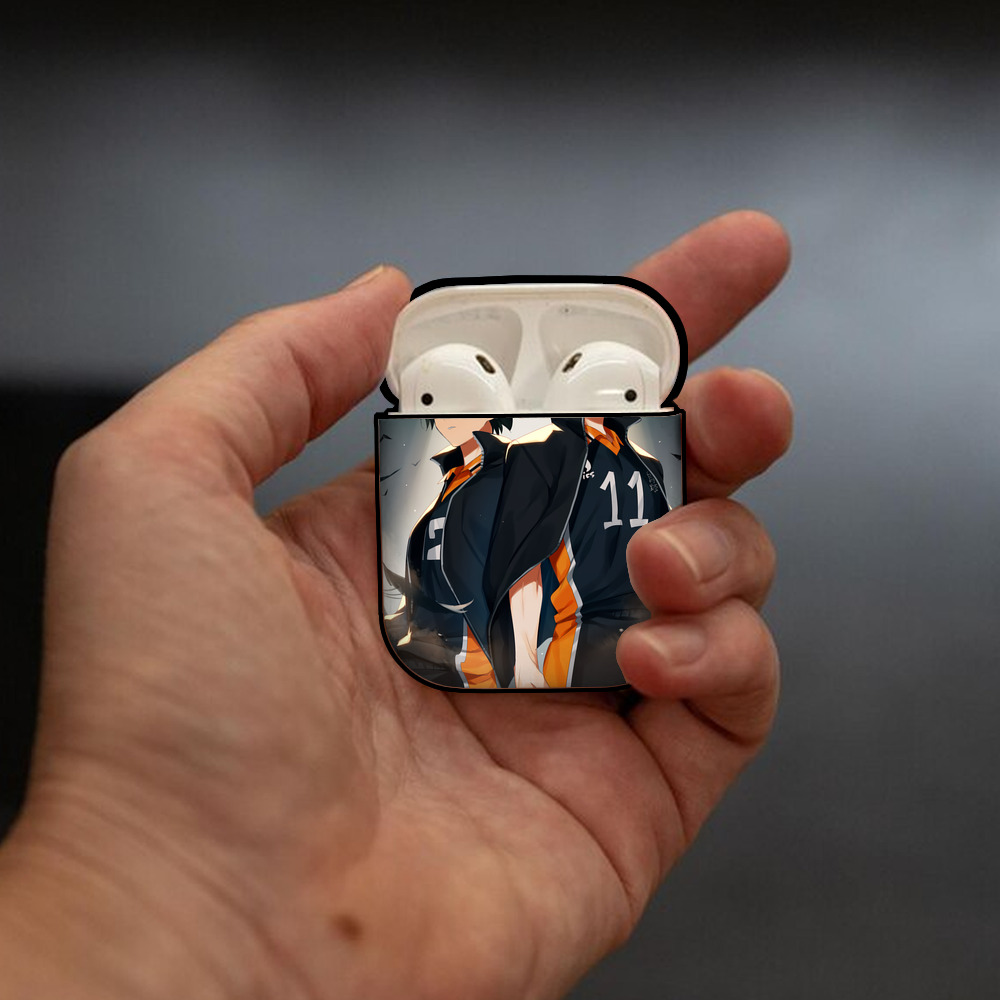 ハイキュー!! Haikyu!! AirPods 第2世代保護ケース ハードシェル ブラック 耐衝撃・防指紋・カラビナ付き