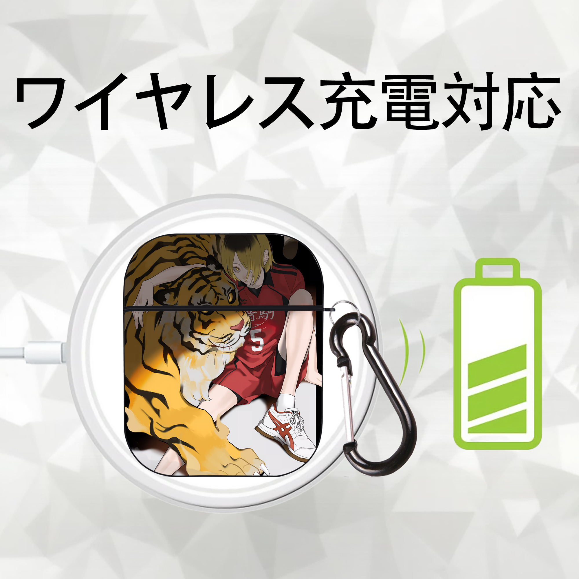 ハイキュー!! Haikyu!! AirPods 第2世代保護ケース ハードシェル ブラック 耐衝撃・防指紋・カラビナ付き