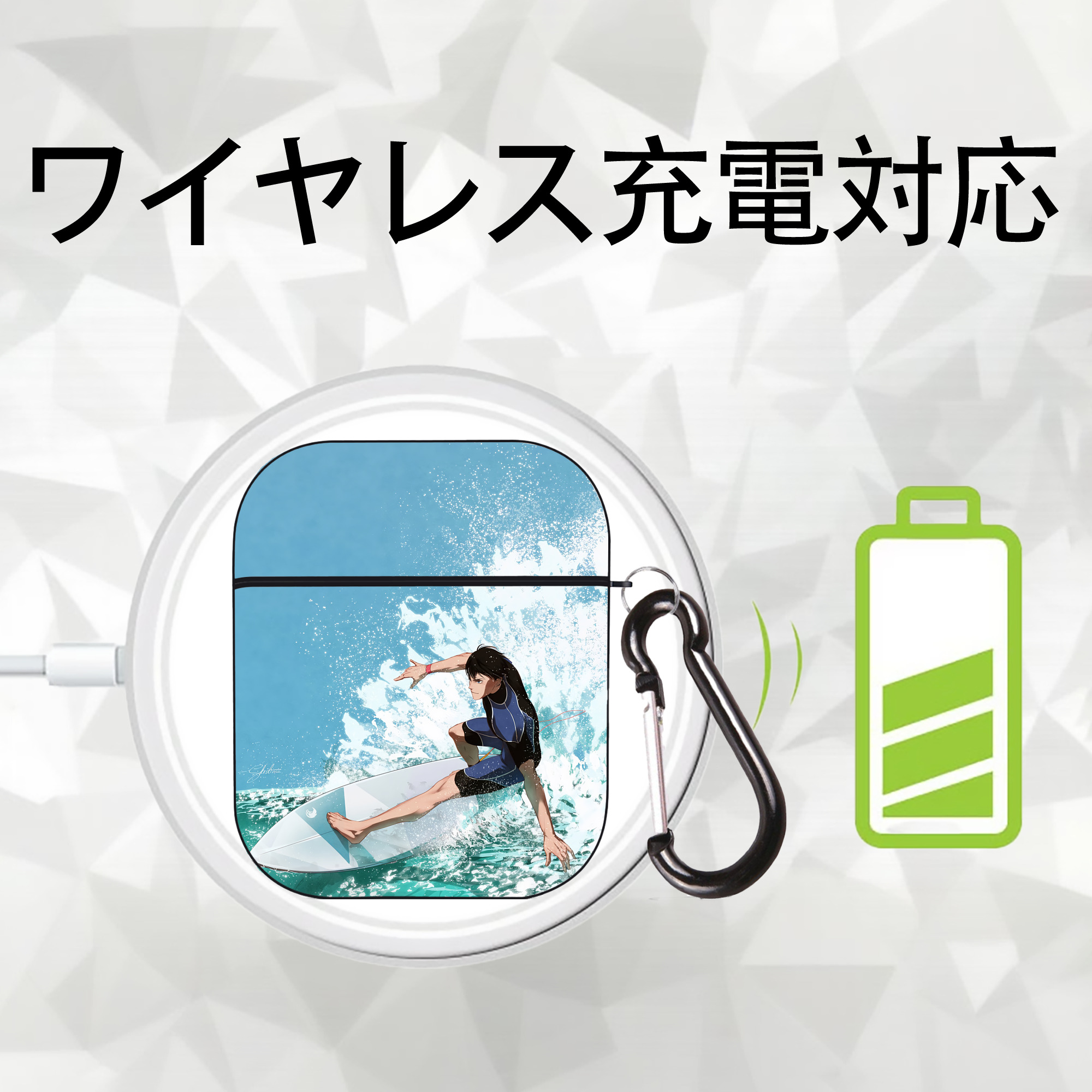 ハイキュー!! Haikyu!! AirPods 第2世代保護ケース ハードシェル ブラック 耐衝撃・防指紋・カラビナ付き