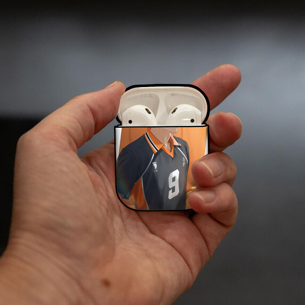 ハイキュー!! Haikyu!! AirPods 第2世代保護ケース ハードシェル ブラック 耐衝撃・防指紋・カラビナ付き