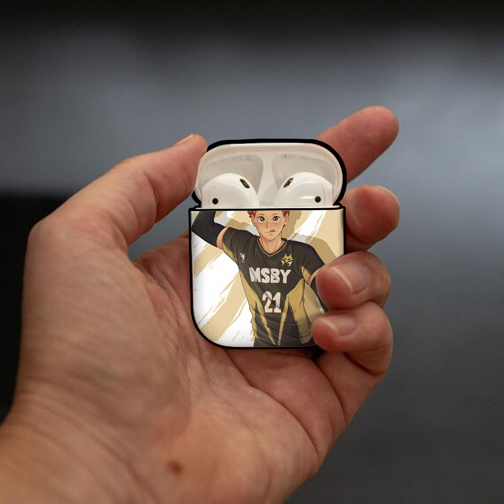ハイキュー!! Haikyu!! AirPods 第2世代保護ケース ハードシェル ブラック 耐衝撃・防指紋・カラビナ付き