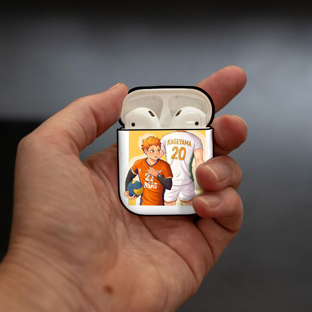ハイキュー!! Haikyu!! AirPods 第2世代保護ケース ハードシェル ブラック 耐衝撃・防指紋・カラビナ付き