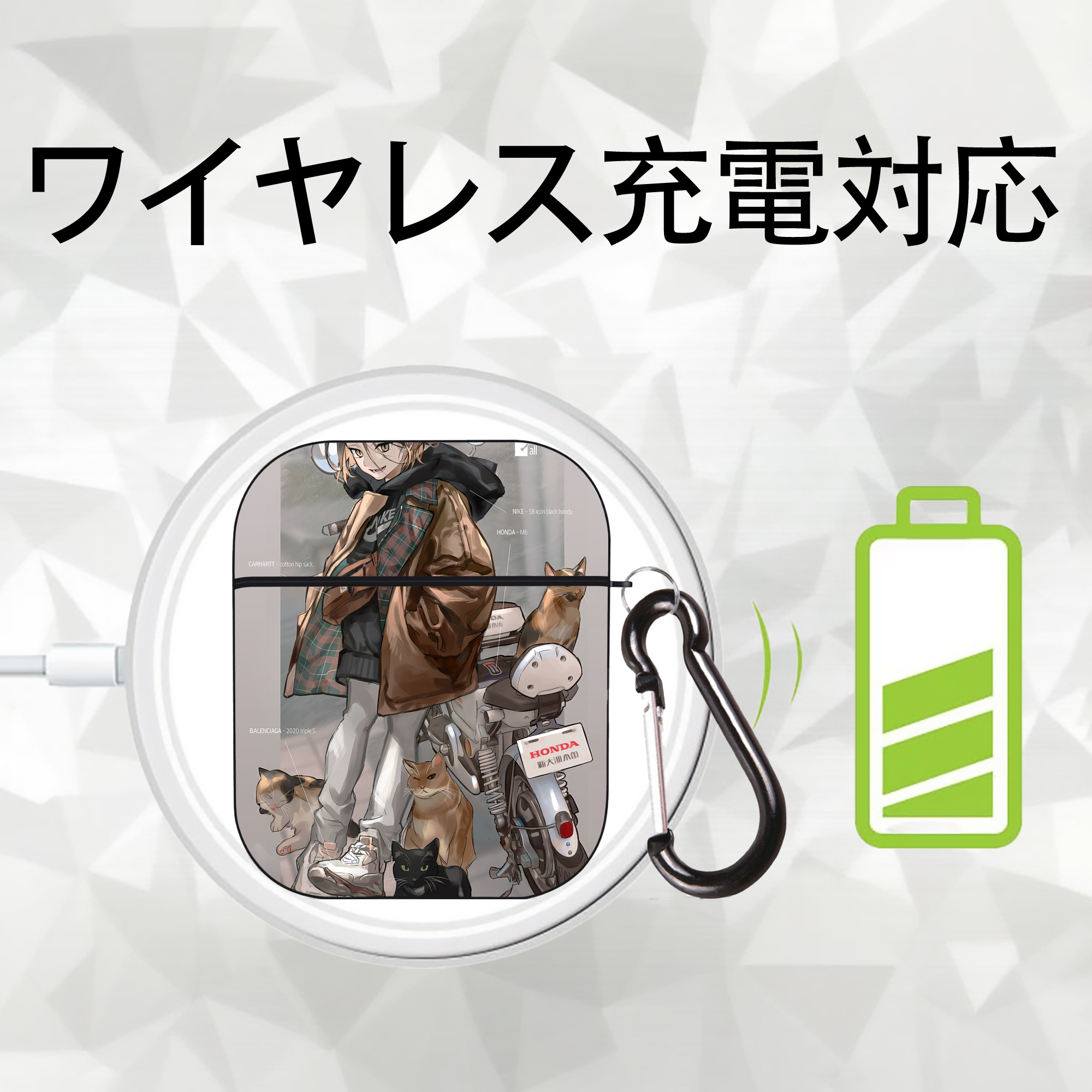 ハイキュー!! Haikyu!! AirPods 第2世代保護ケース ハードシェル ブラック 耐衝撃・防指紋・カラビナ付き
