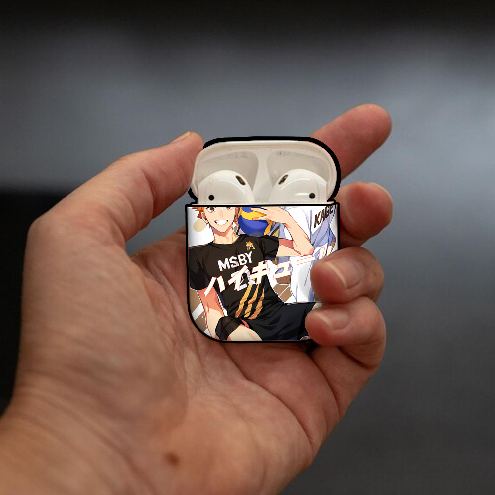 ハイキュー!! Haikyu!! AirPods 第2世代保護ケース ハードシェル ブラック 耐衝撃・防指紋・カラビナ付き