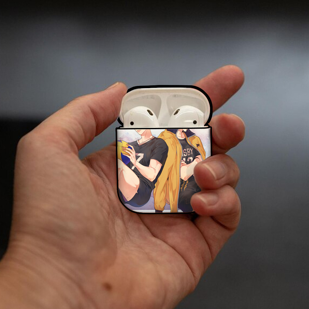 ハイキュー!! Haikyu!! AirPods 第2世代保護ケース ハードシェル ブラック 耐衝撃・防指紋・カラビナ付き