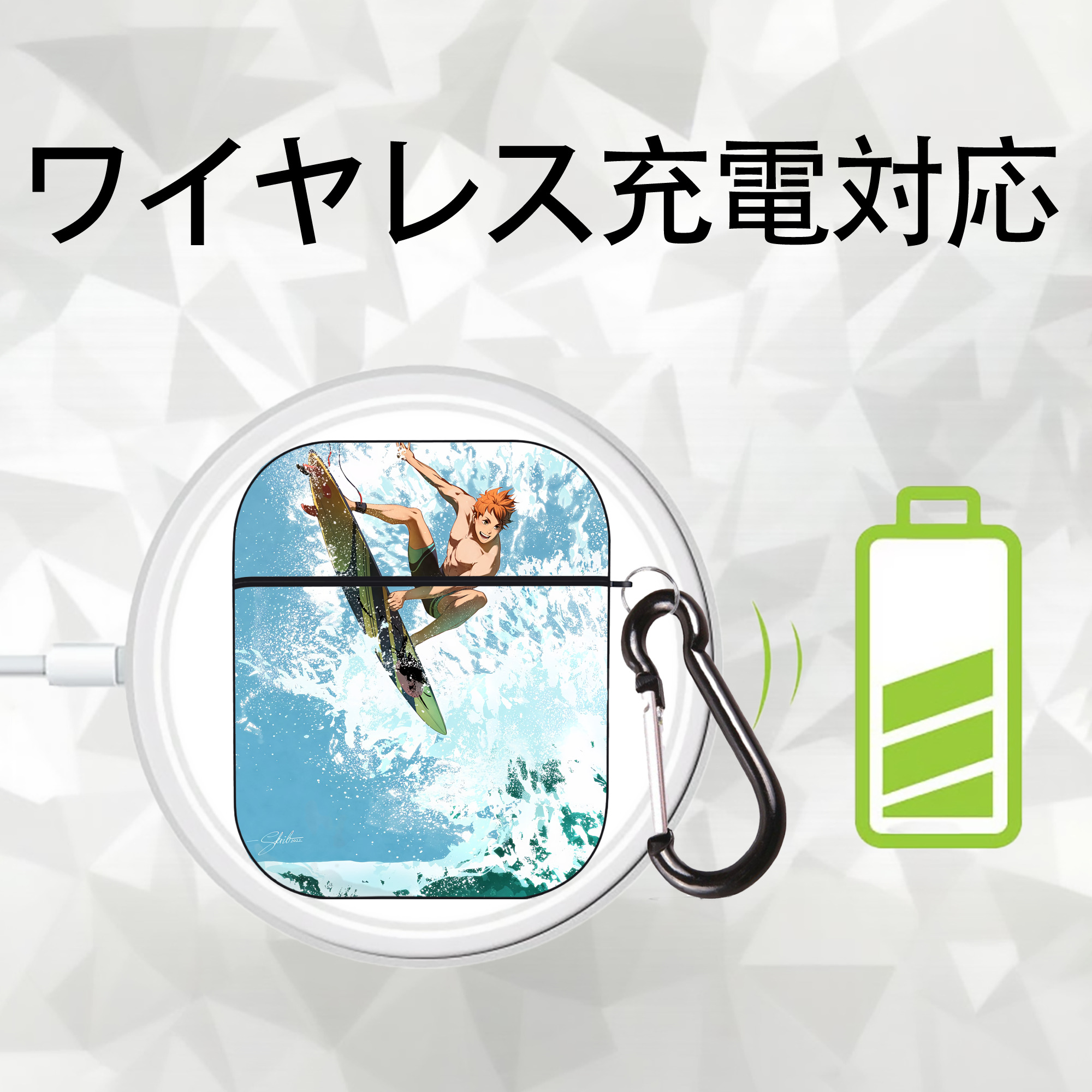 ハイキュー!! Haikyu!! AirPods 第2世代保護ケース ハードシェル ブラック 耐衝撃・防指紋・カラビナ付き