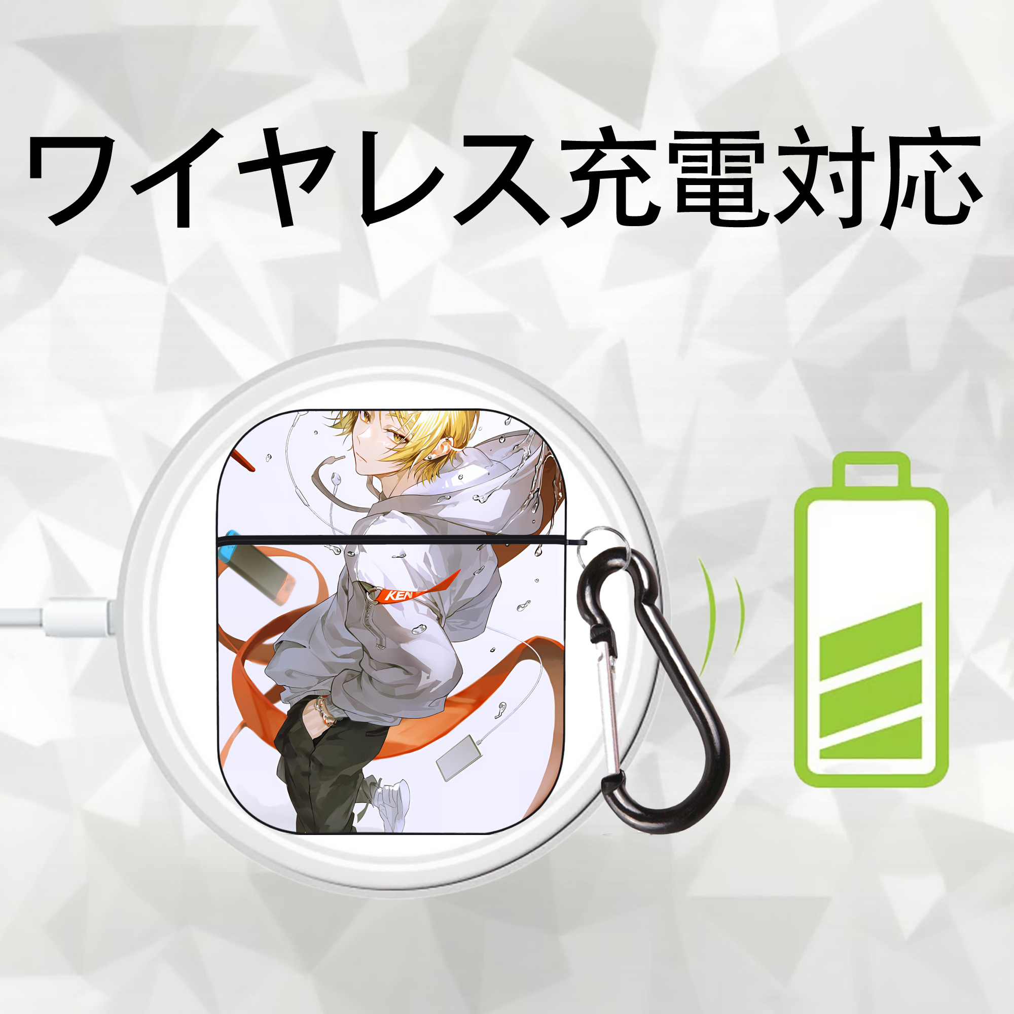 ハイキュー!! Haikyu!! AirPods 第2世代保護ケース ハードシェル ブラック 耐衝撃・防指紋・カラビナ付き