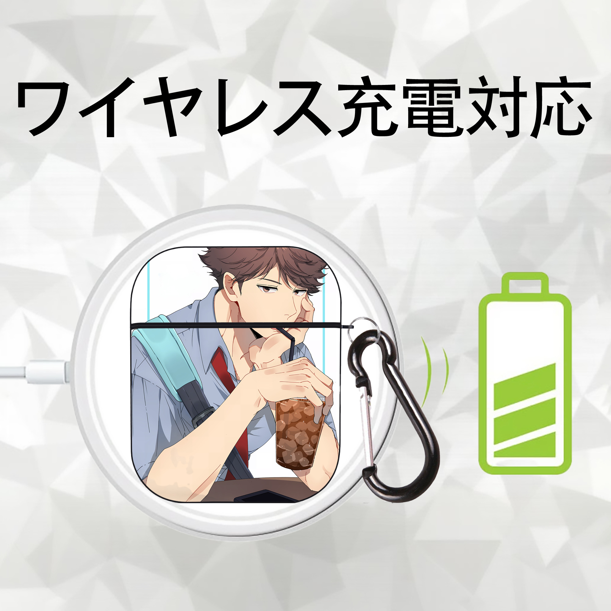 ハイキュー!! Haikyu!! AirPods 第2世代保護ケース ハードシェル ブラック 耐衝撃・防指紋・カラビナ付き
