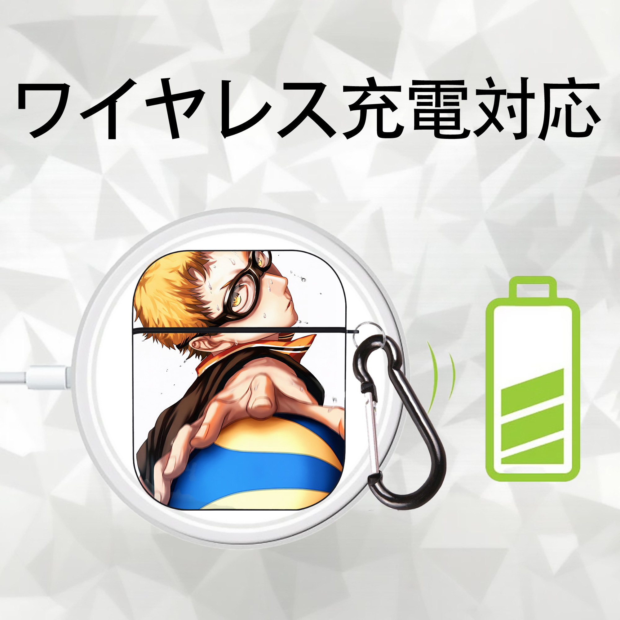 ハイキュー!! Haikyu!! AirPods 第2世代保護ケース ハードシェル ブラック 耐衝撃・防指紋・カラビナ付き