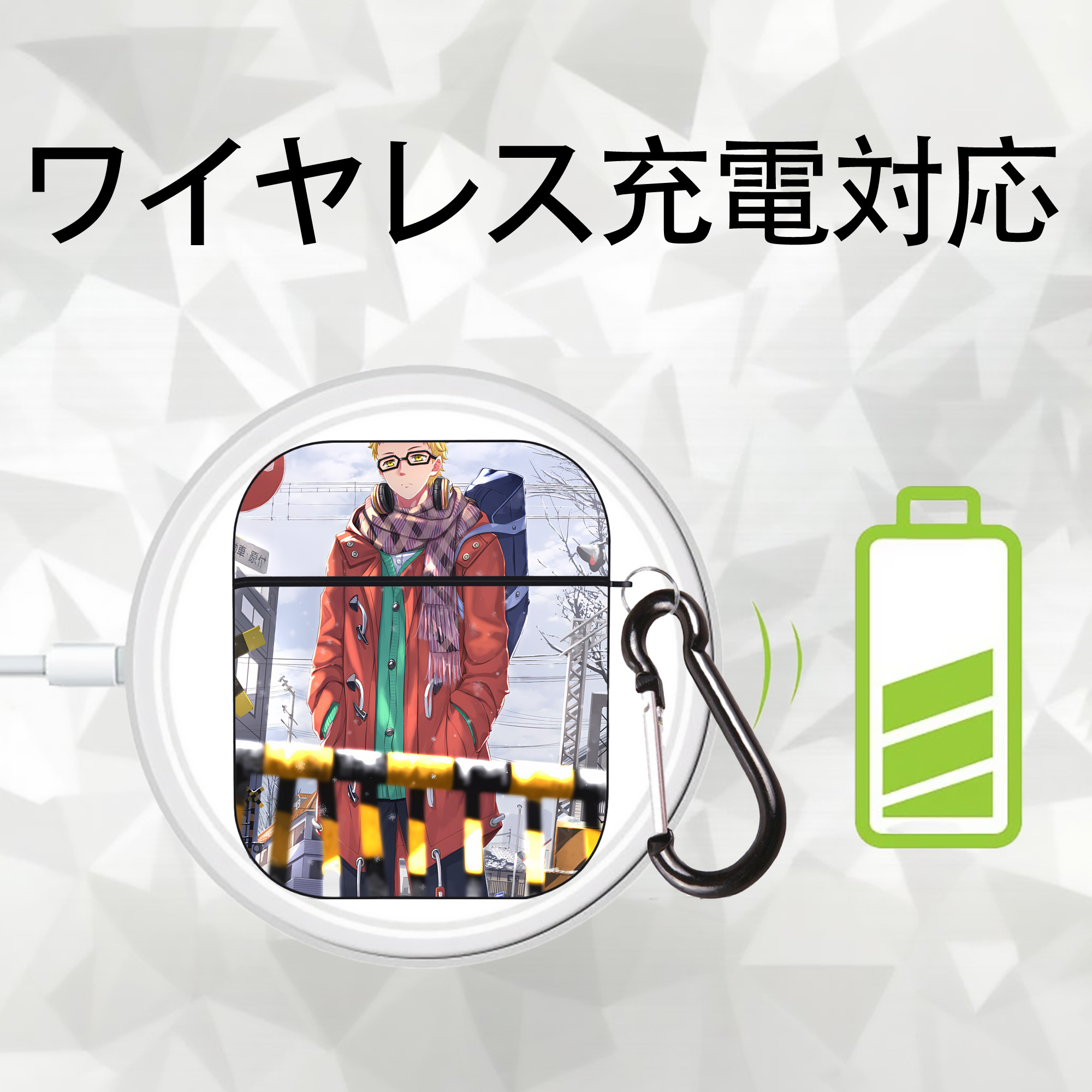 ハイキュー!! Haikyu!! AirPods 第2世代保護ケース ハードシェル ブラック 耐衝撃・防指紋・カラビナ付き