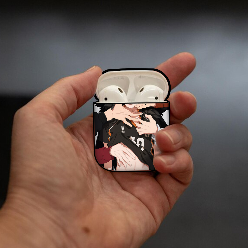 ハイキュー!! Haikyu!! AirPods 第2世代保護ケース ハードシェル ブラック 耐衝撃・防指紋・カラビナ付き