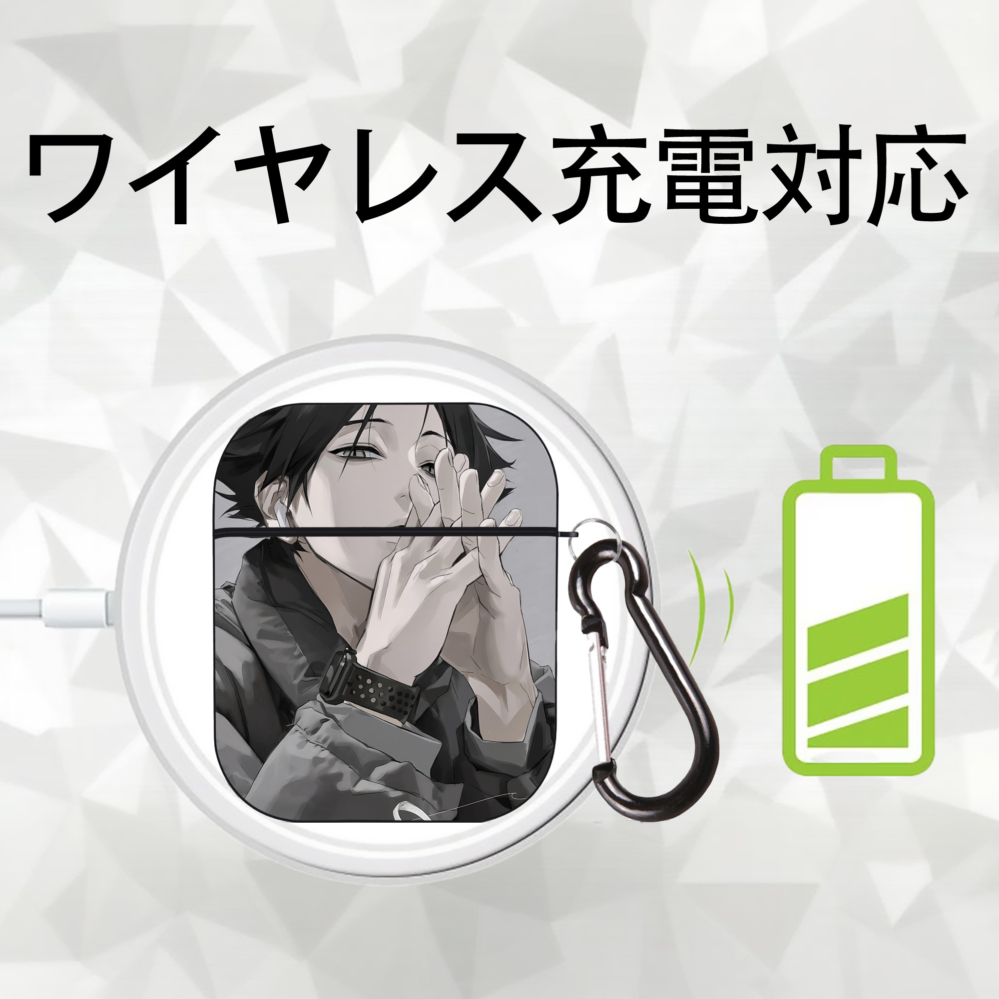 ハイキュー!! Haikyu!! AirPods 第2世代保護ケース ハードシェル ブラック 耐衝撃・防指紋・カラビナ付き