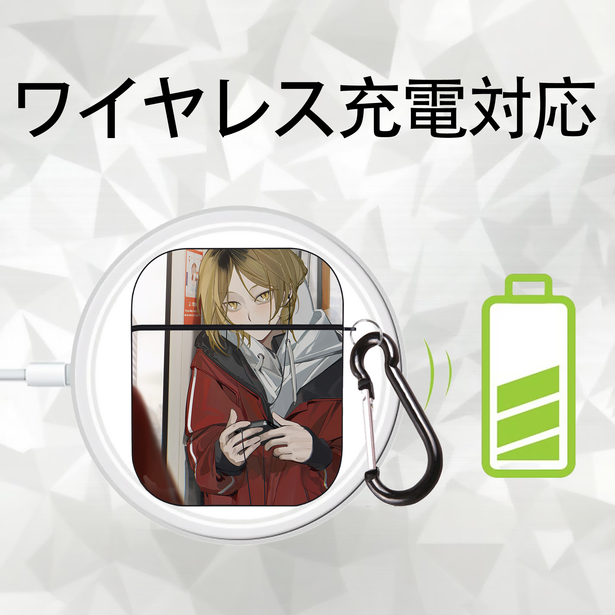 ハイキュー!! Haikyu!! AirPods 第2世代保護ケース ハードシェル ブラック 耐衝撃・防指紋・カラビナ付き