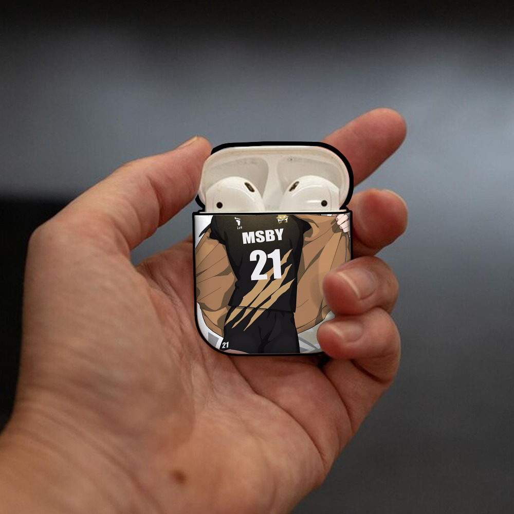 ハイキュー!! Haikyu!! AirPods 第2世代保護ケース ハードシェル ブラック 耐衝撃・防指紋・カラビナ付き