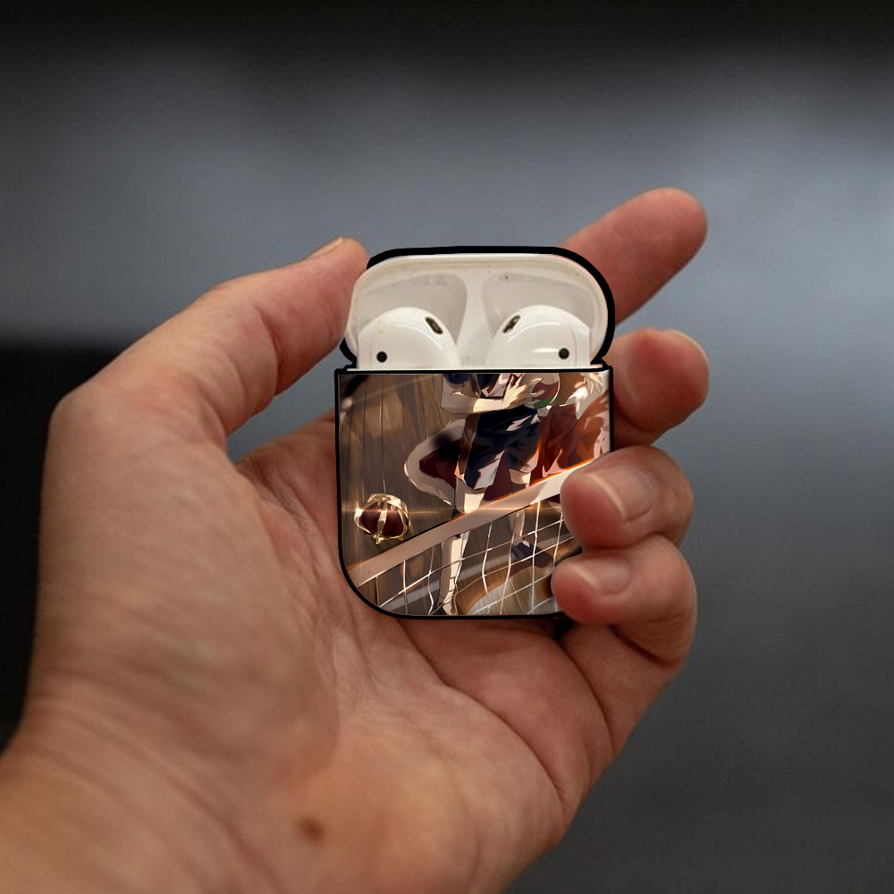 ハイキュー!! Haikyu!! AirPods 第2世代保護ケース ハードシェル ブラック 耐衝撃・防指紋・カラビナ付き