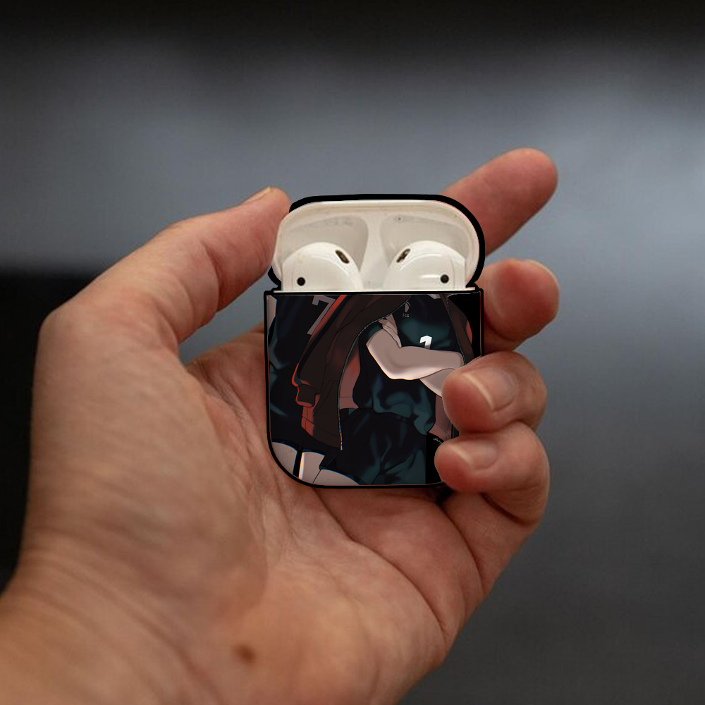 ハイキュー!! Haikyu!! AirPods 第2世代保護ケース ハードシェル ブラック 耐衝撃・防指紋・カラビナ付き