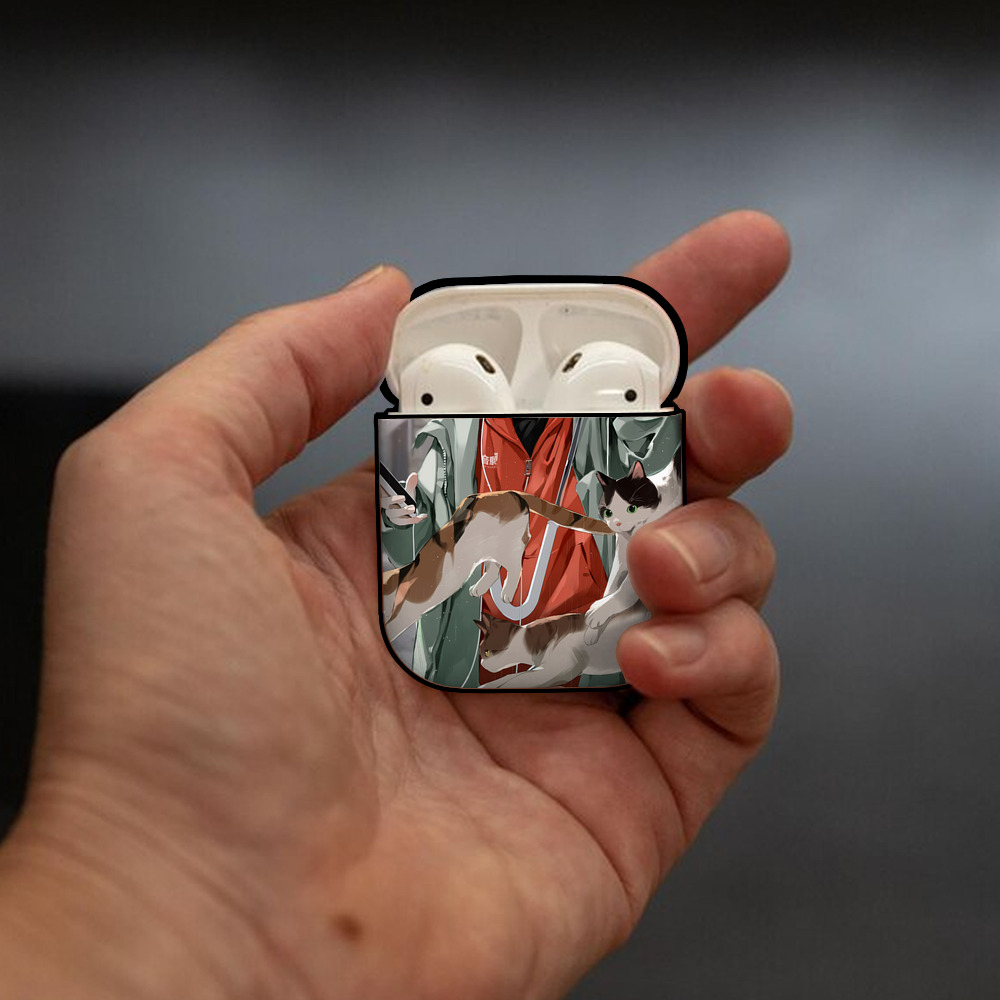 ハイキュー!! Haikyu!! AirPods 第2世代保護ケース ハードシェル ブラック 耐衝撃・防指紋・カラビナ付き