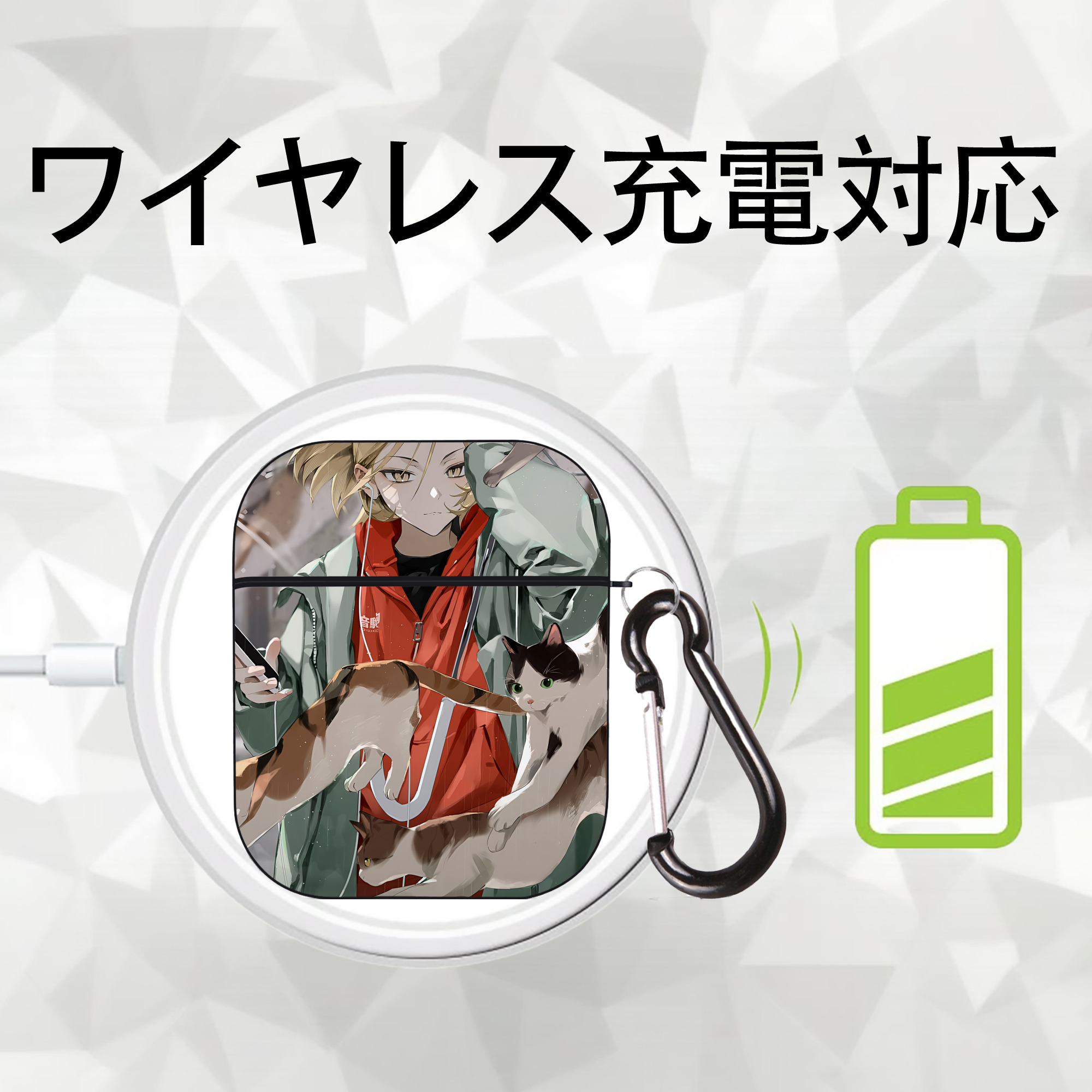 ハイキュー!! Haikyu!! AirPods 第2世代保護ケース ハードシェル ブラック 耐衝撃・防指紋・カラビナ付き