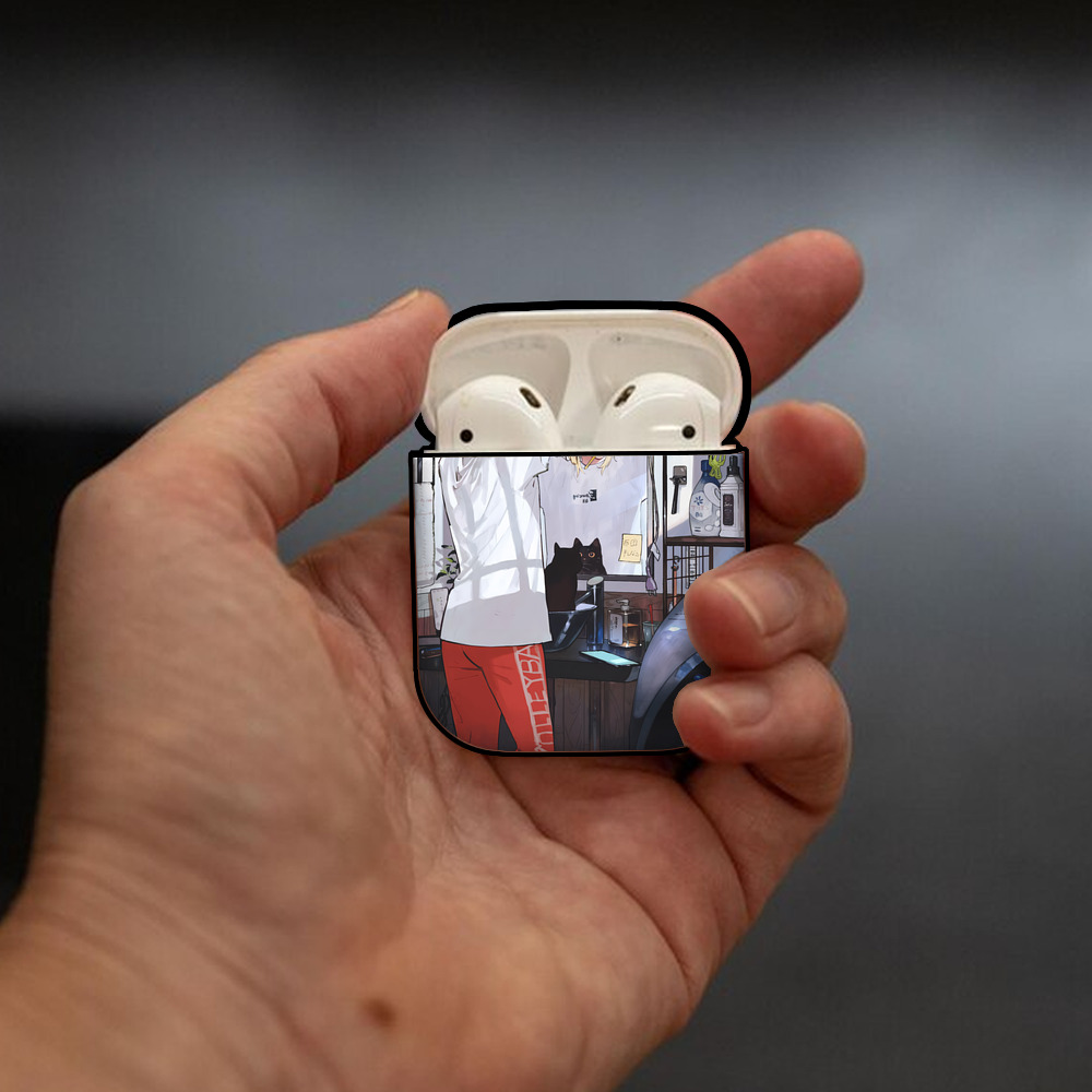 ハイキュー!! Haikyu!! AirPods 第2世代保護ケース ハードシェル ブラック 耐衝撃・防指紋・カラビナ付き
