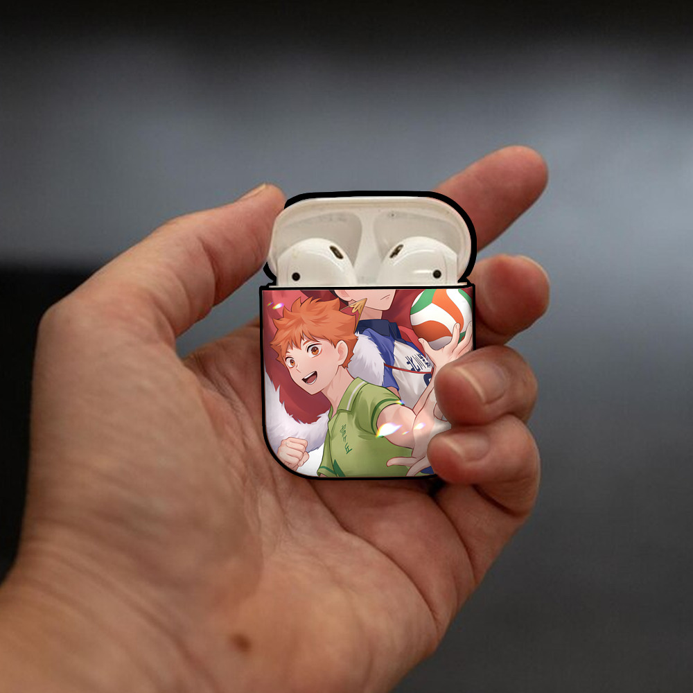 ハイキュー!! Haikyu!! AirPods 第2世代保護ケース ハードシェル ブラック 耐衝撃・防指紋・カラビナ付き