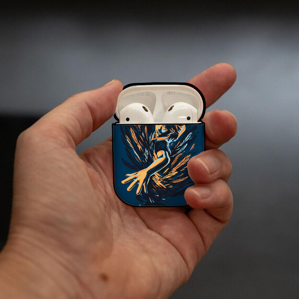 ハイキュー!! Haikyu!! AirPods 第2世代保護ケース ハードシェル ブラック 耐衝撃・防指紋・カラビナ付き