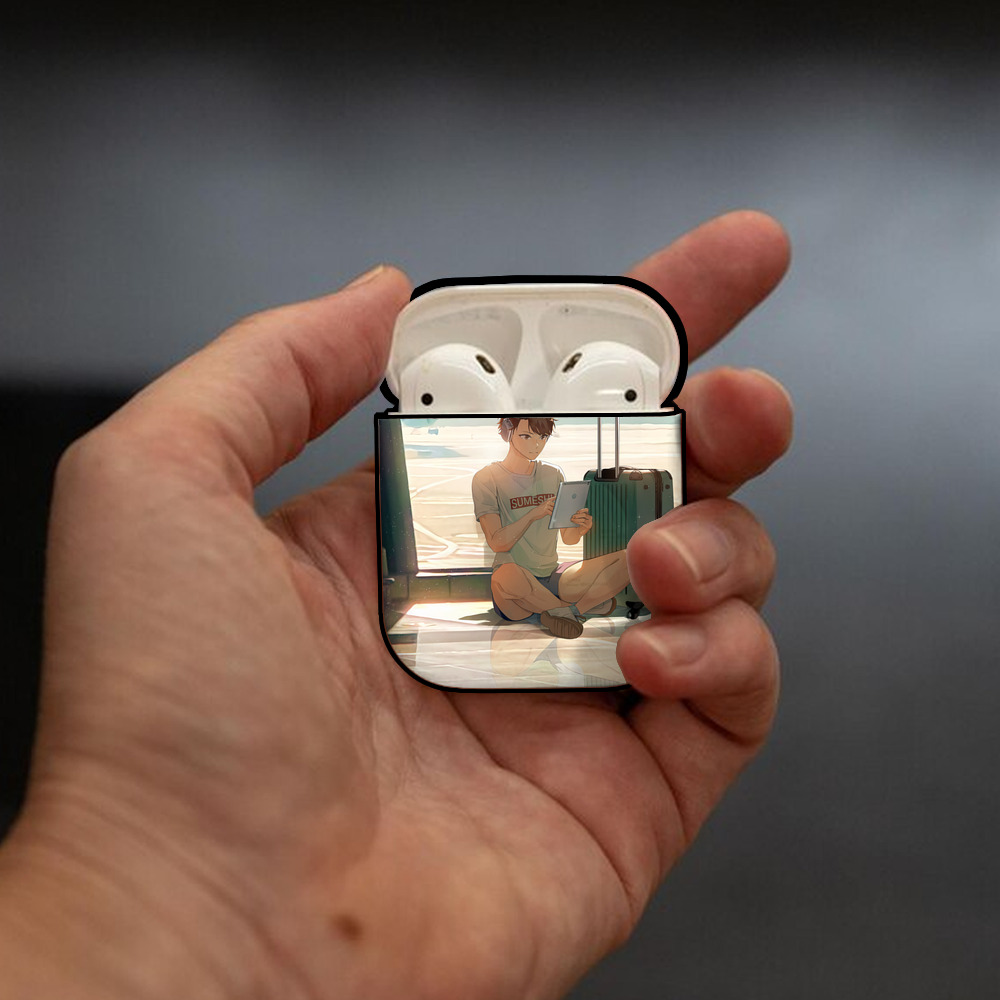ハイキュー!! Haikyu!! AirPods 第2世代保護ケース ハードシェル ブラック 耐衝撃・防指紋・カラビナ付き