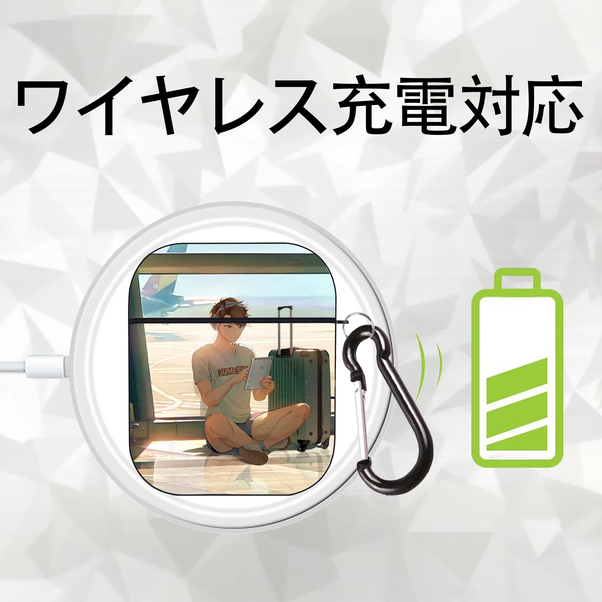 ハイキュー!! Haikyu!! AirPods 第2世代保護ケース ハードシェル ブラック 耐衝撃・防指紋・カラビナ付き