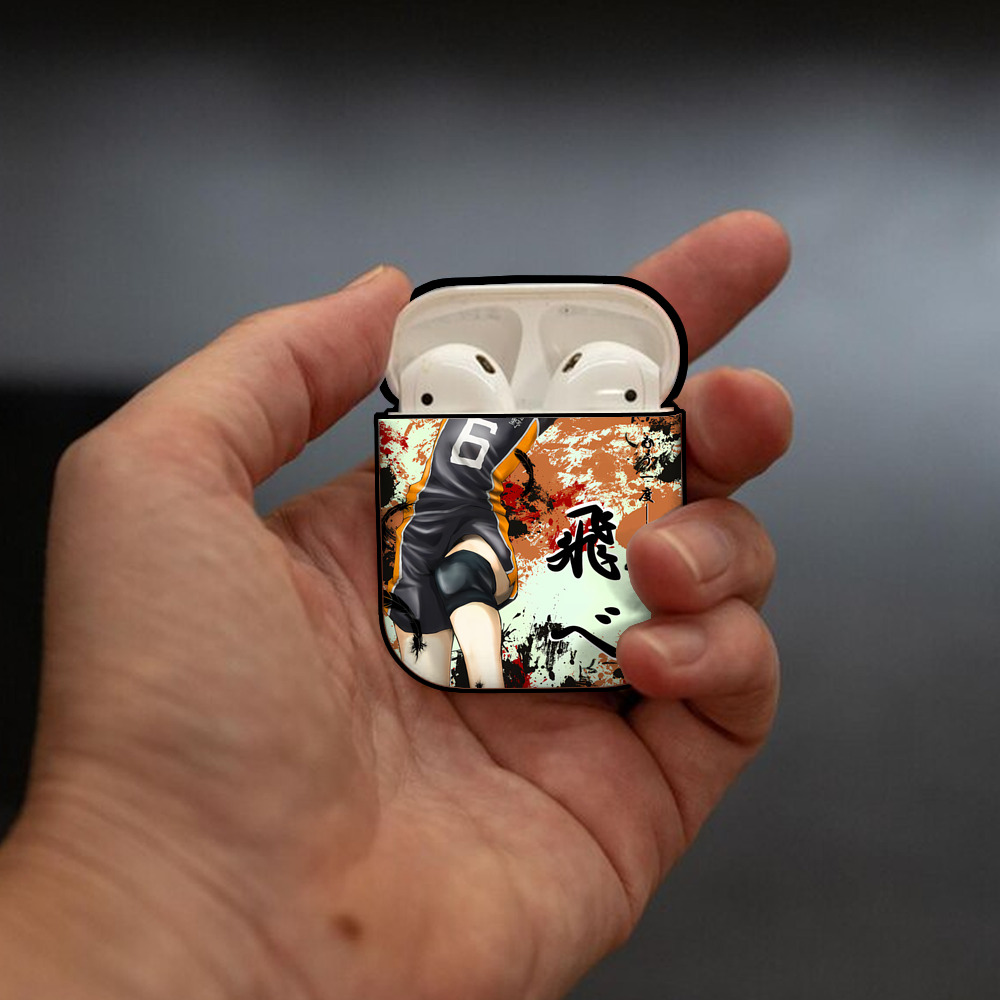 ハイキュー!! Haikyu!! AirPods 第2世代保護ケース ハードシェル ブラック 耐衝撃・防指紋・カラビナ付き