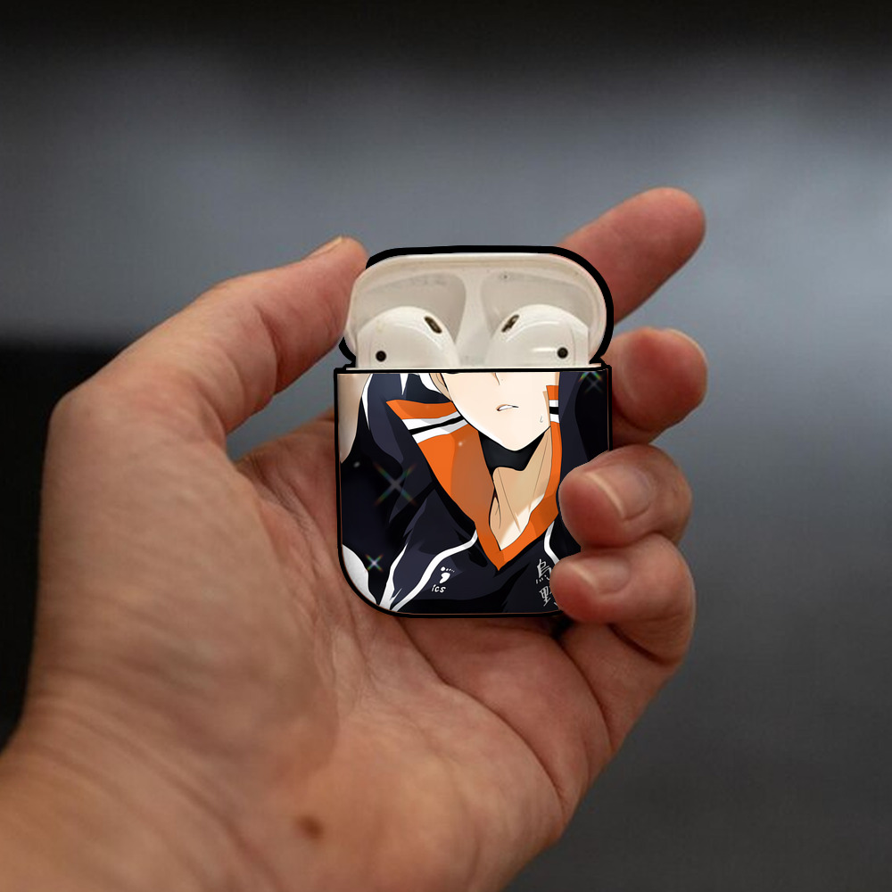 ハイキュー!! Haikyu!! AirPods 第2世代保護ケース ハードシェル ブラック 耐衝撃・防指紋・カラビナ付き