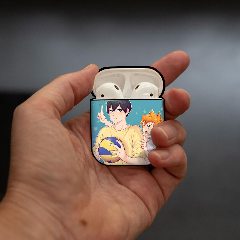 ハイキュー!! Haikyu!! AirPods 第2世代保護ケース ハードシェル ブラック 耐衝撃・防指紋・カラビナ付き