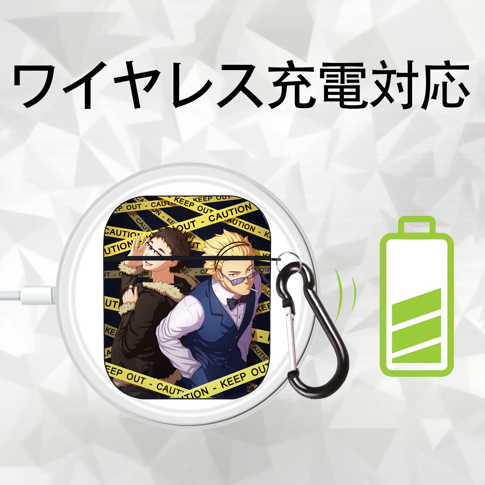 ハイキュー!! Haikyu!! AirPods 第2世代保護ケース ハードシェル ブラック 耐衝撃・防指紋・カラビナ付き